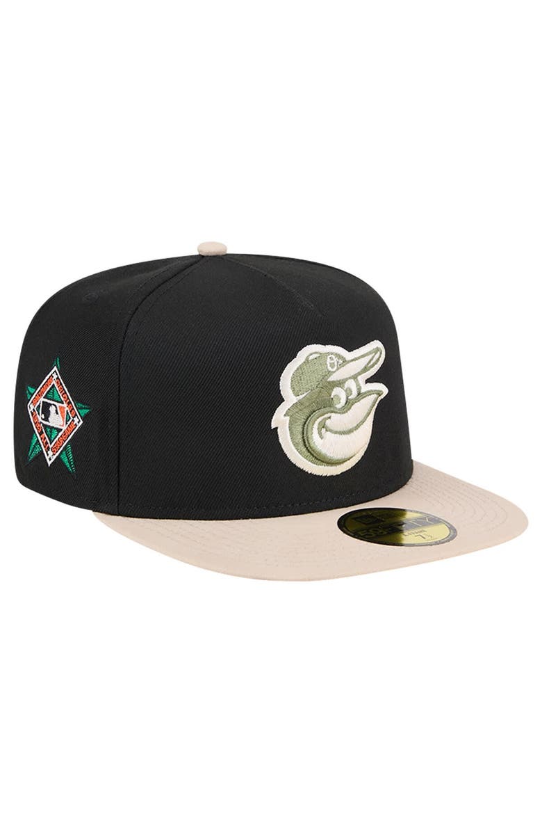 New Era Men's New Era Black Baltimore Orioles Canvas A-Frame 59FIFTY Fitted Hat, Main, color, 