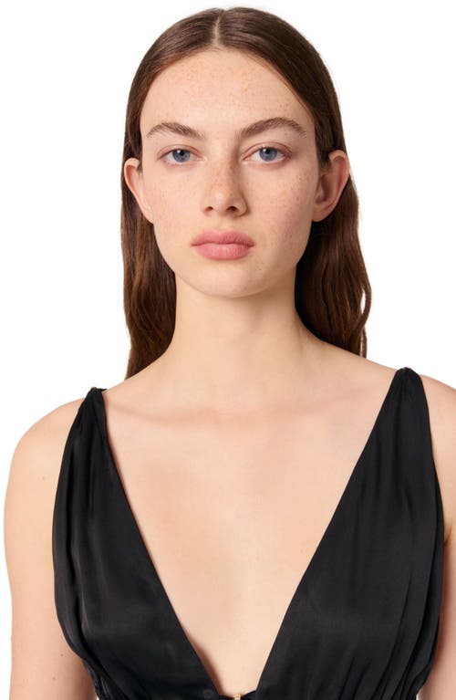Maje Ryalana Plunge Neck Dress In Black