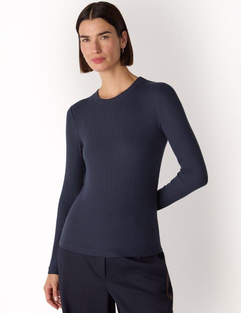 Essential Ribbed Crewneck Knit Top