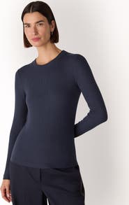 Whistles Essential Ribbed Crewneck Knit Top