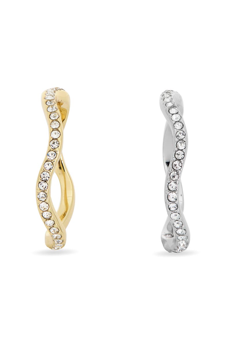 2-Pack Cubic Zirconia Wavy Band Rings, Alternate, color, CLEAR- GOLD- SILVER