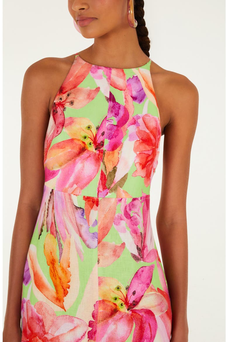 Artsy Flora Linen Midi Dress, Alternate, color, ARTSY FLORA GREEN