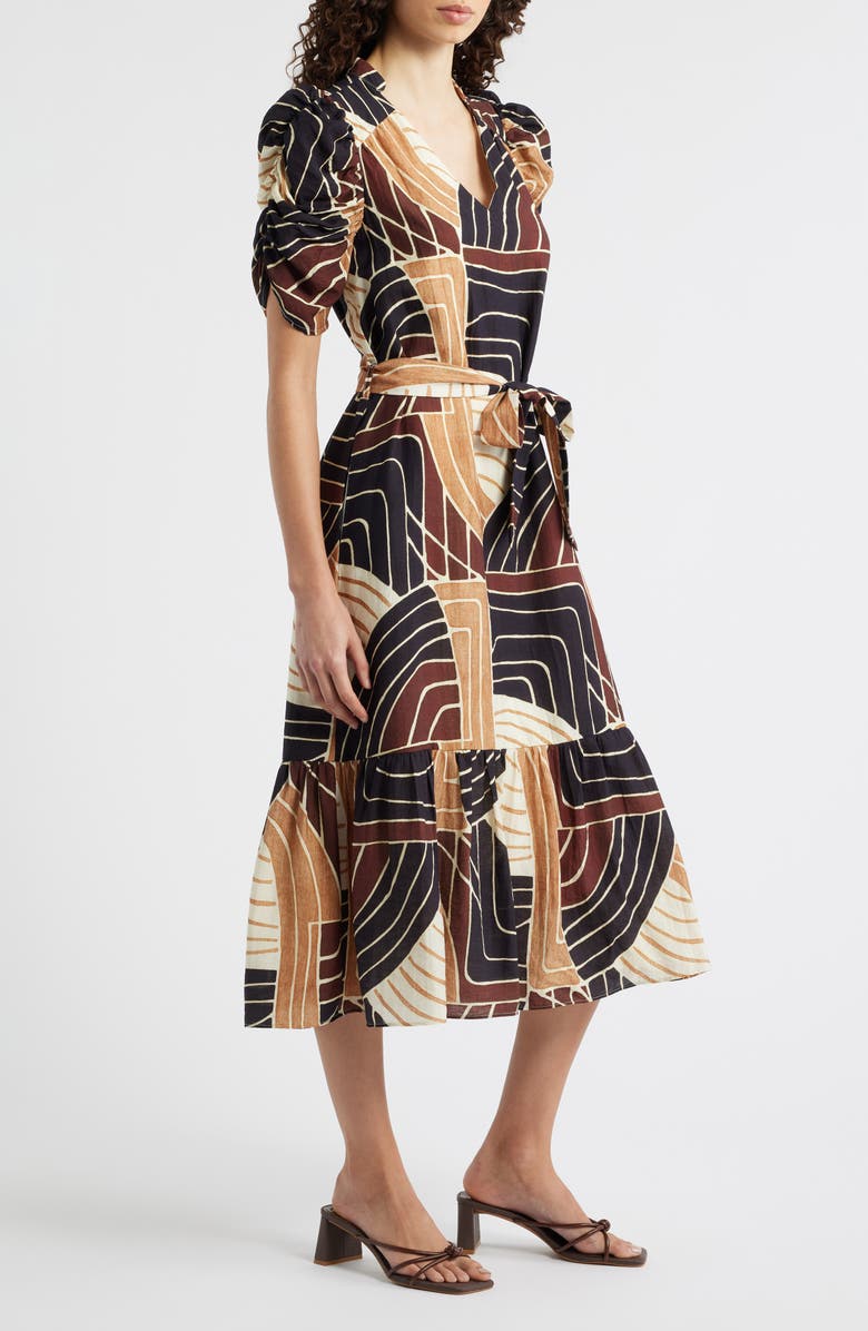 CIEBON Merl Tie Waist Midi Dress, Alternate, color, 