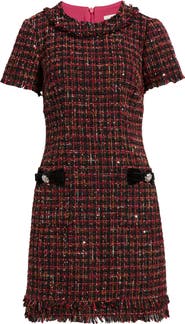 Eliza J Jewel Neck Tweed Sheath Dress