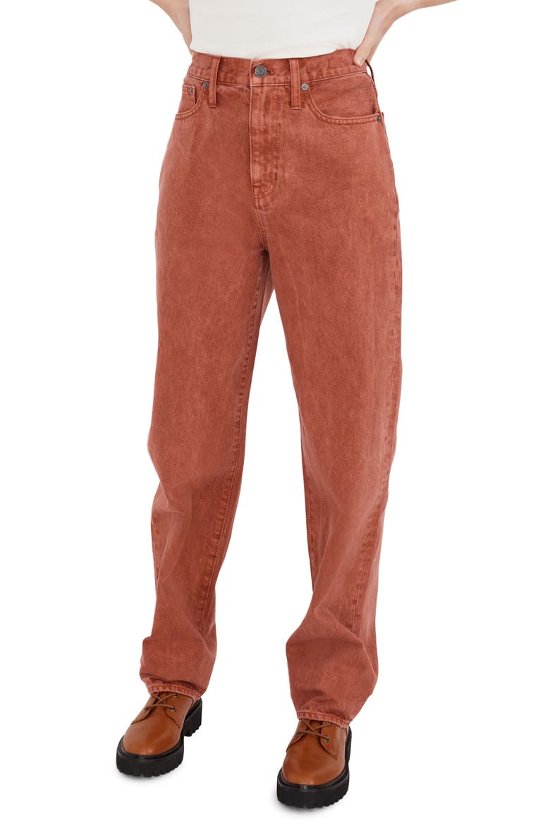Garment Dye Baggy Straight Jeans, Main, color, WEATHERED BRICK