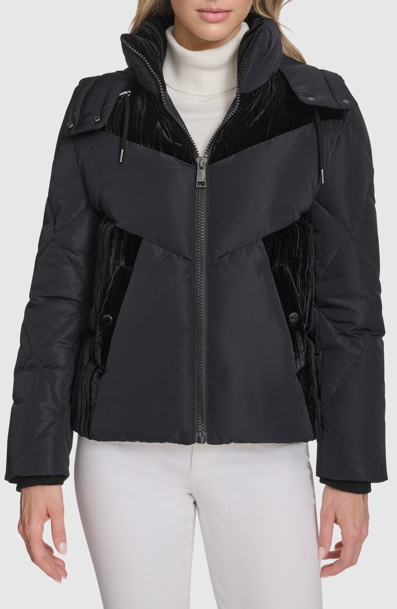 Andrew Marc Tayte Puffer Jacket with Removable Hood, Main, color, Black