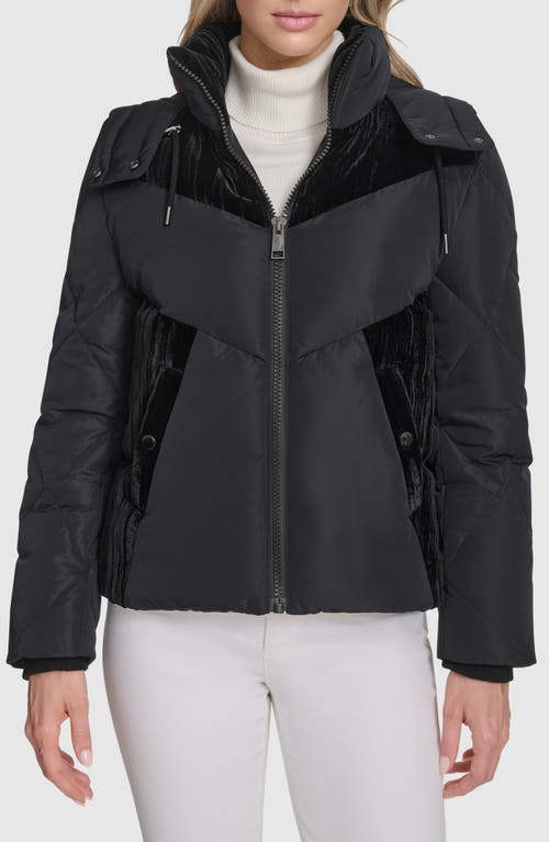 Andrew Marc Tayte Puffer Jacket With Removable Hood In Black