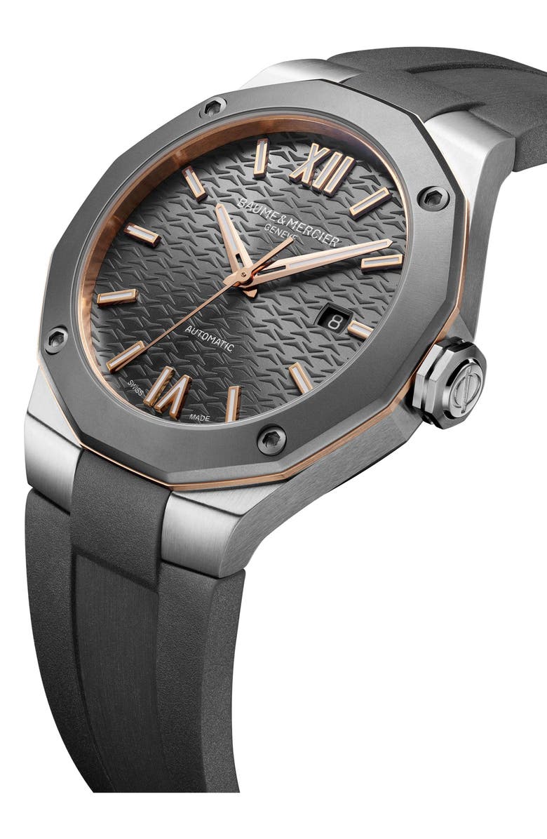 Baume & Mercier Riviera 10660 Automatic Rubber Strap Watch, 42mm, Alternate, color,