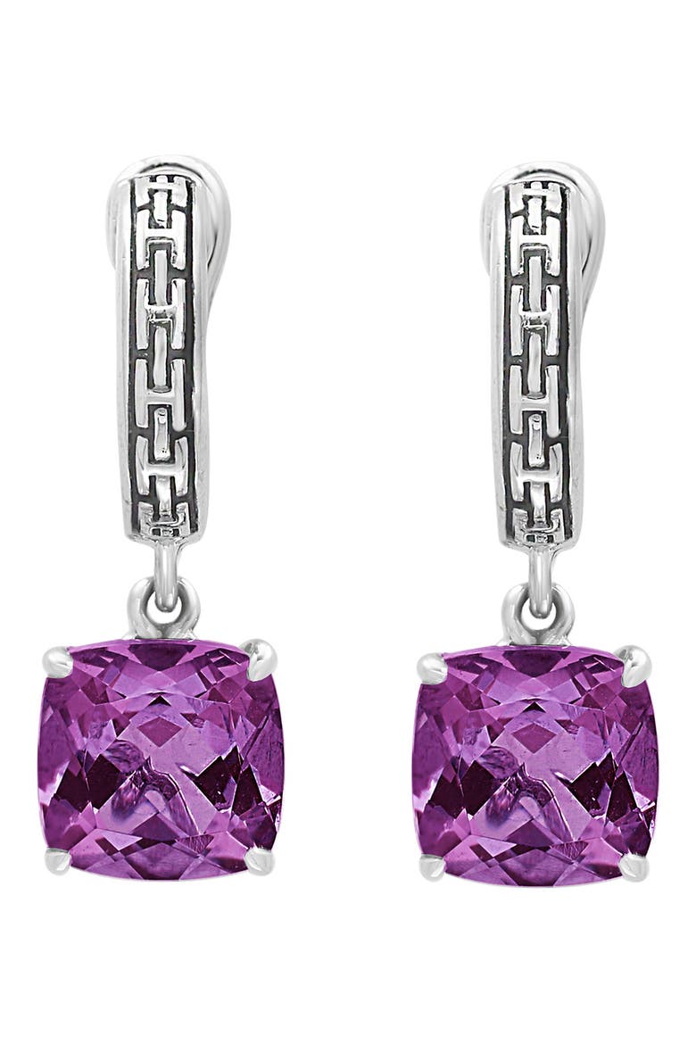 Sterling Silver Amethyst Drop Earrings, Alternate, color, PURPLE