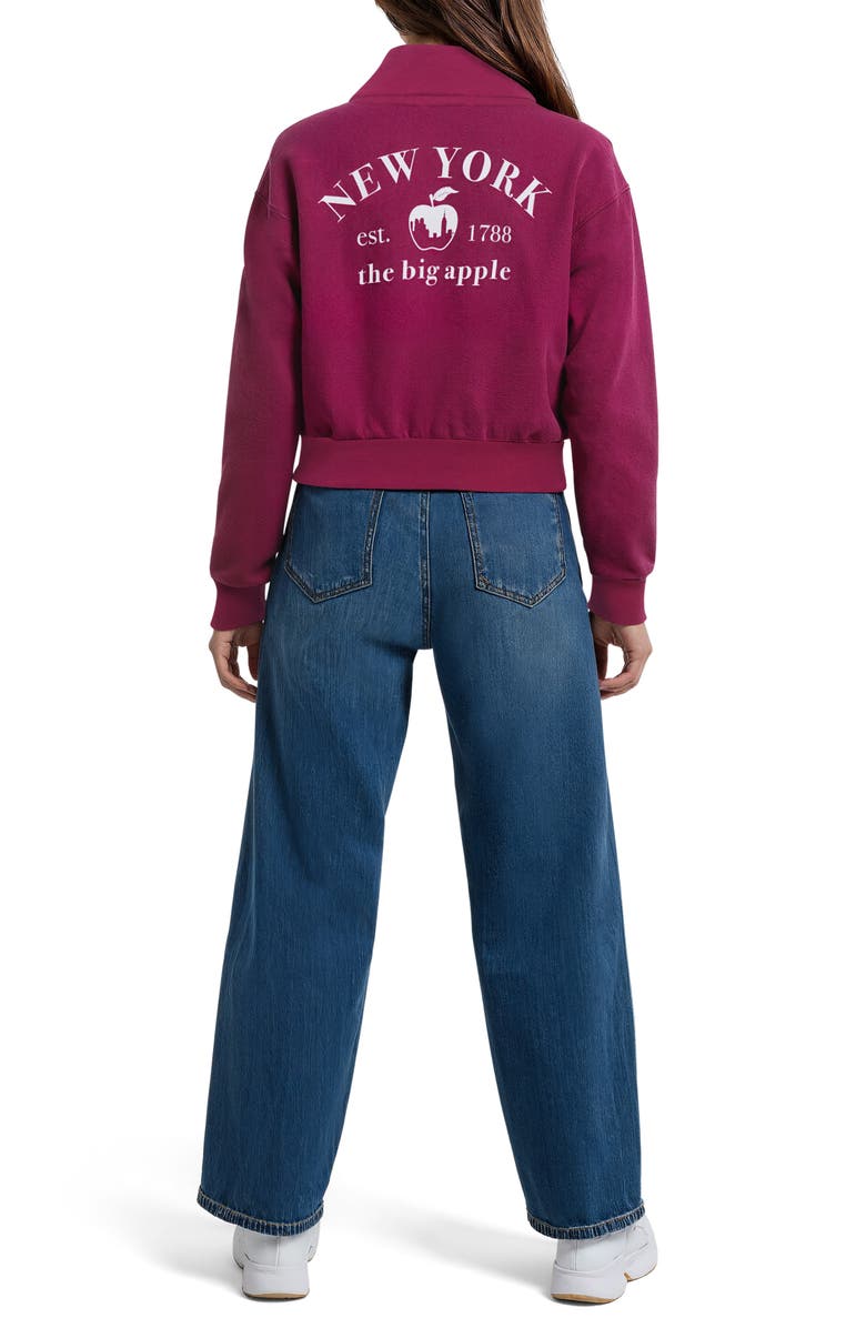 Wildfox Carly Big Apple Quarter Zip Pullover, Alternate, color, Boysenberry