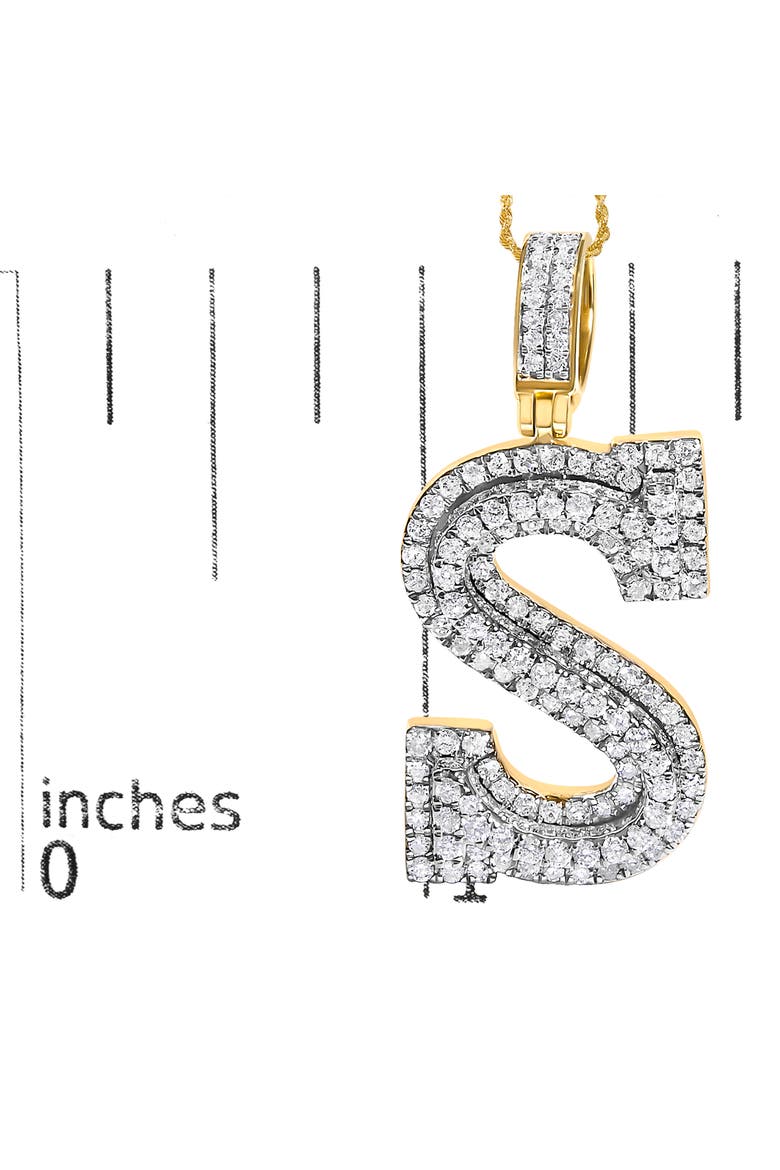 Men's 10K Yellow Gold 1 5/8 Cttw Letter S Initial Pendant Necklace, Alternate, color, Yellow Gold