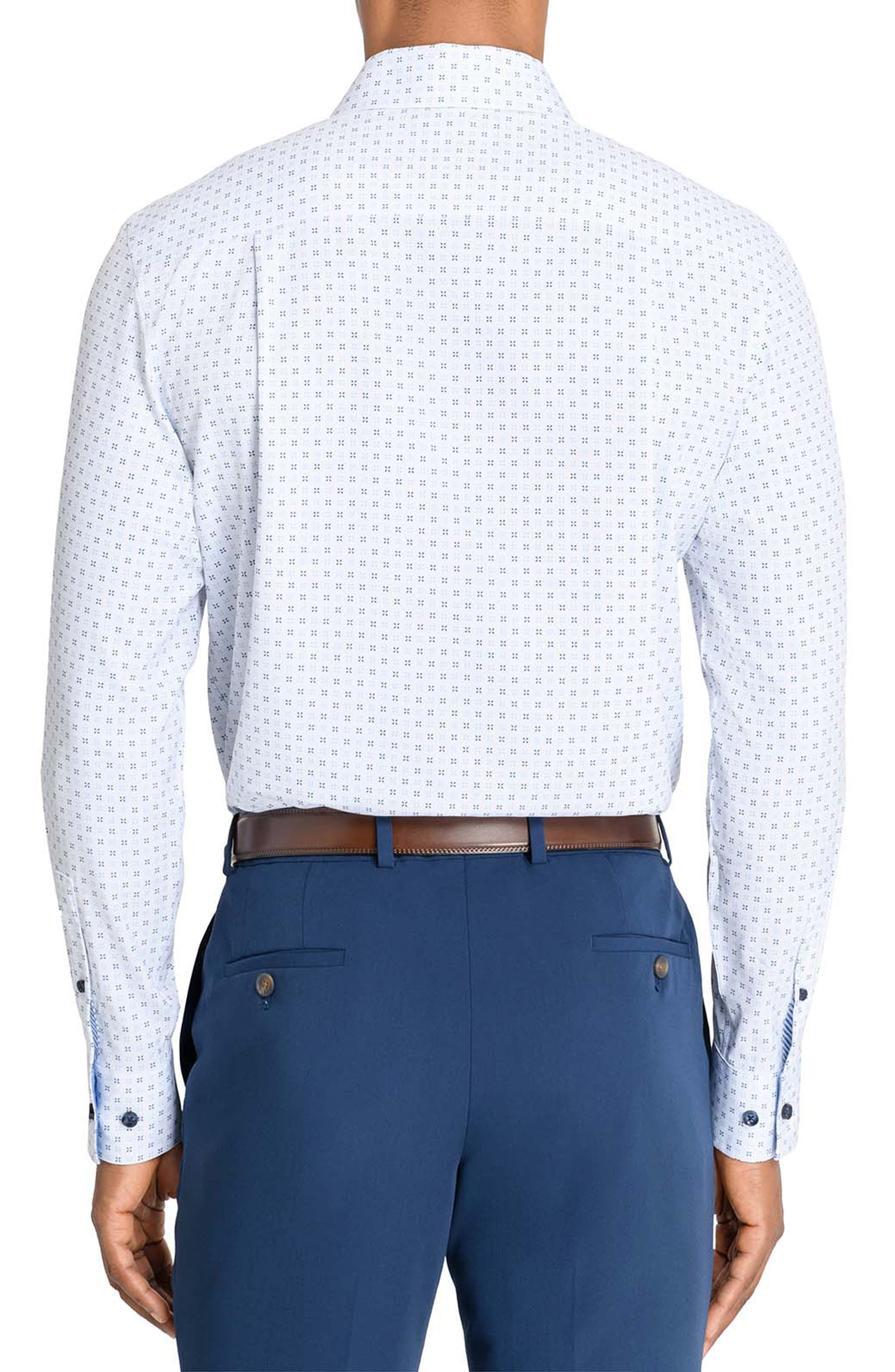 Micro Geometric Print Stretch Button-Up Shirt - image 2