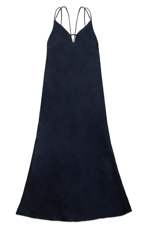 DELUC DELUC SIENNA STRAPPY HAMMERED SATIN MAXI DRESS