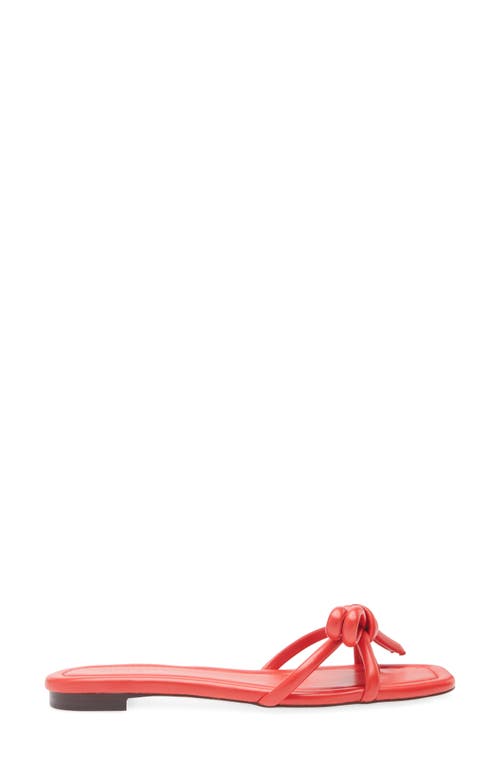 Loeffler Randall Hadley Leather Bow Flat Sandals In Red