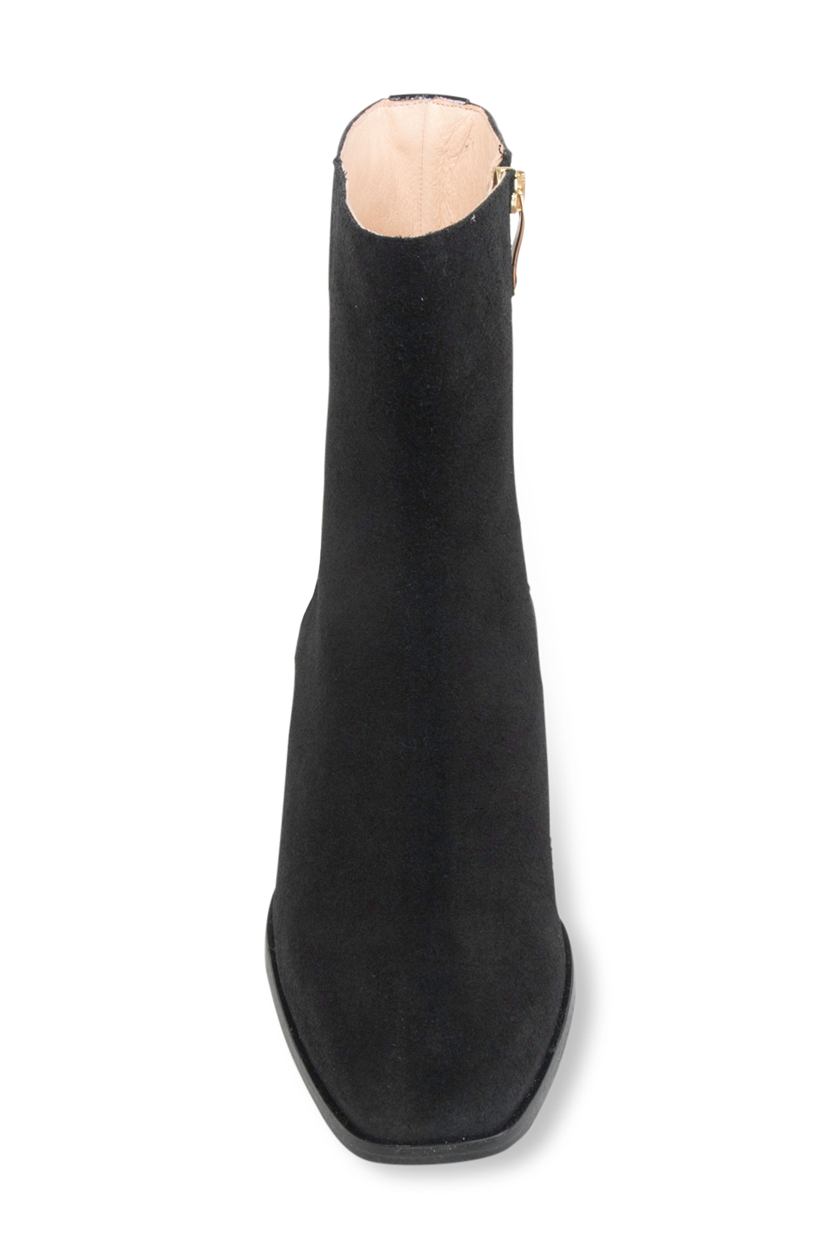 patricia green Dylan Croc Embossed Bootie, Alternate, color, Black