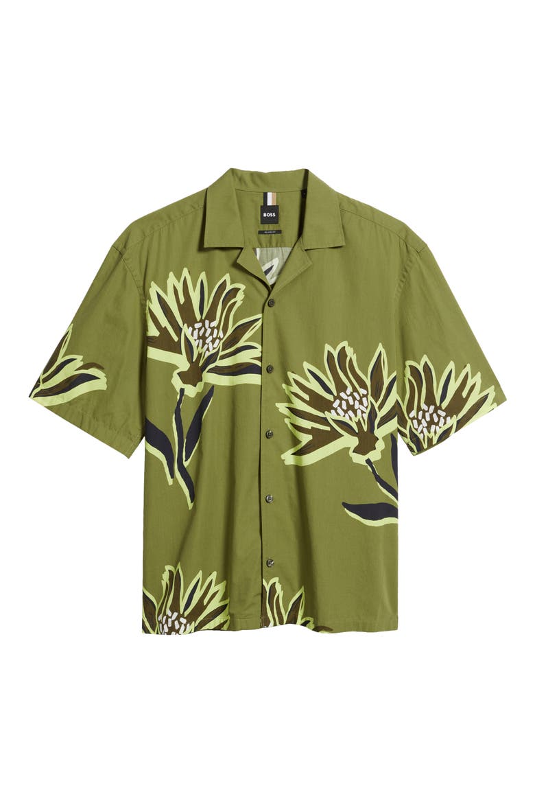 Lars Floral Camp Shirt, Alternate, color, MEDIUM GREEN