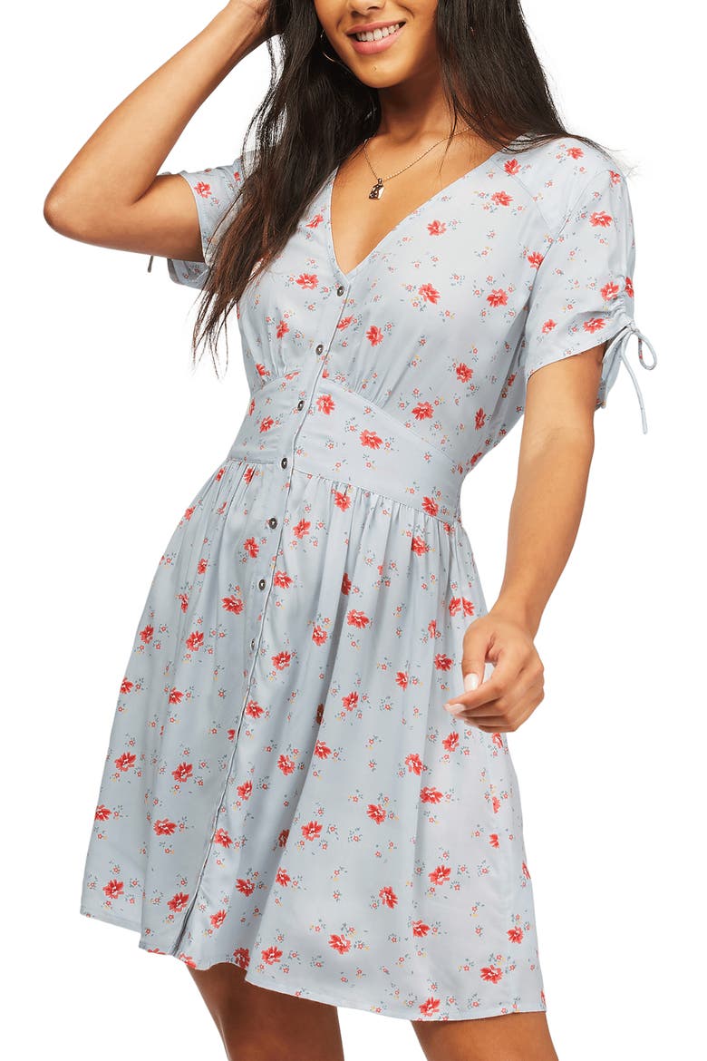 Twirl Twist Print Dress, Main, color, ICE BLUE