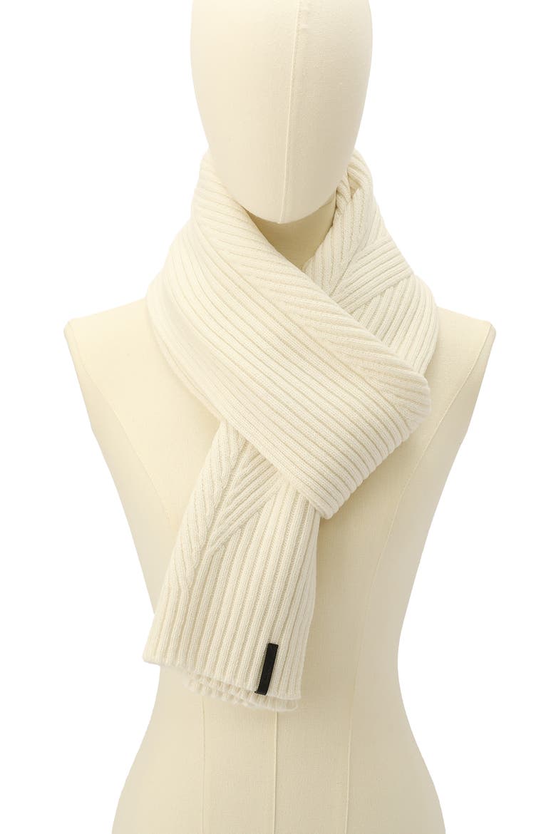Margo Wool Blend Ribbed Scarf, Alternate, color, CHALK WHITE