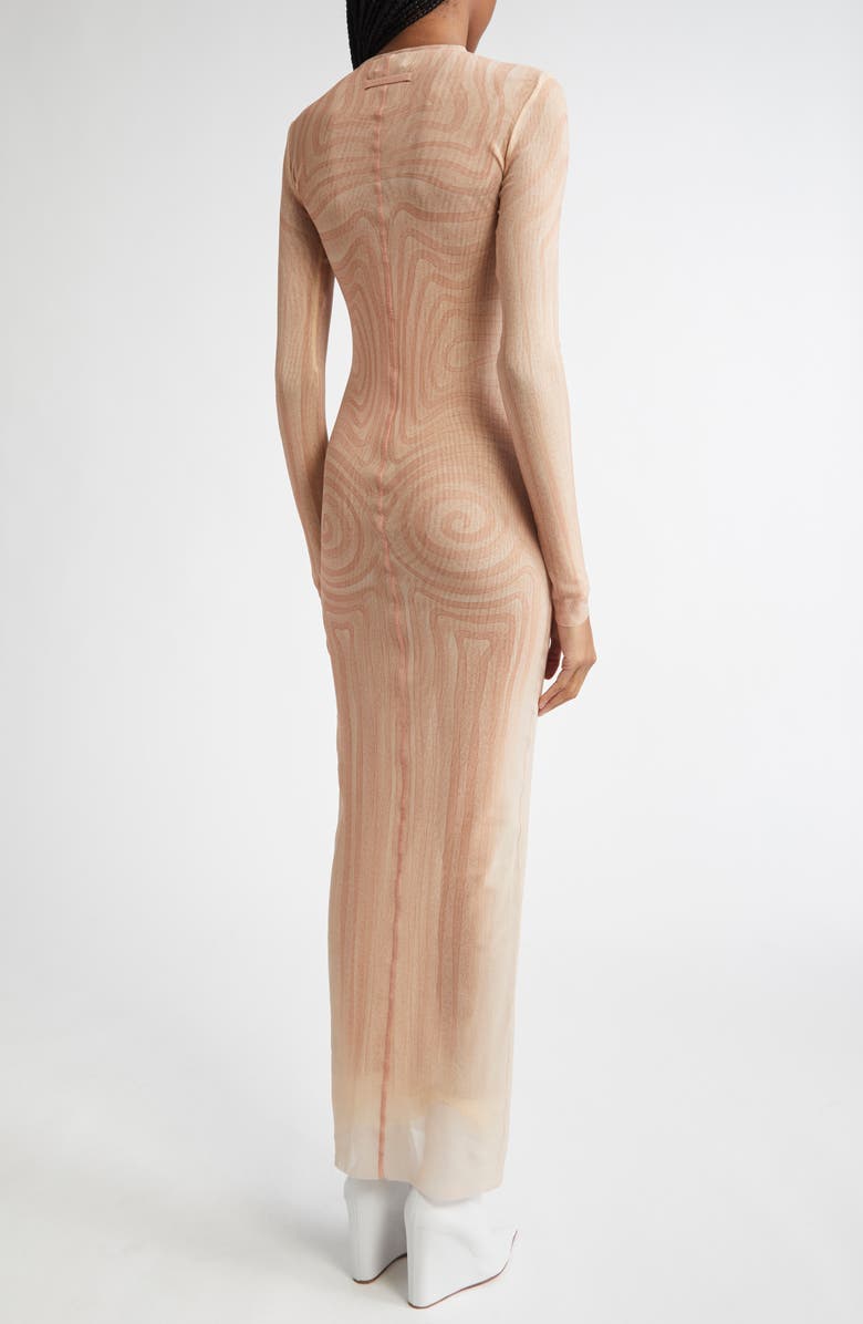 Jean Paul Gaultier Spiral Long Sleeve Mesh Dress, Alternate, color, 