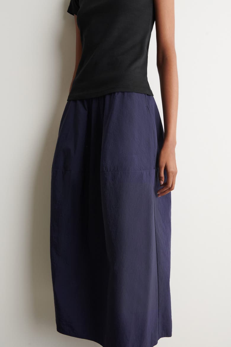 Sculpted Nylon Midi Skirt, Alternate, color, NAVY