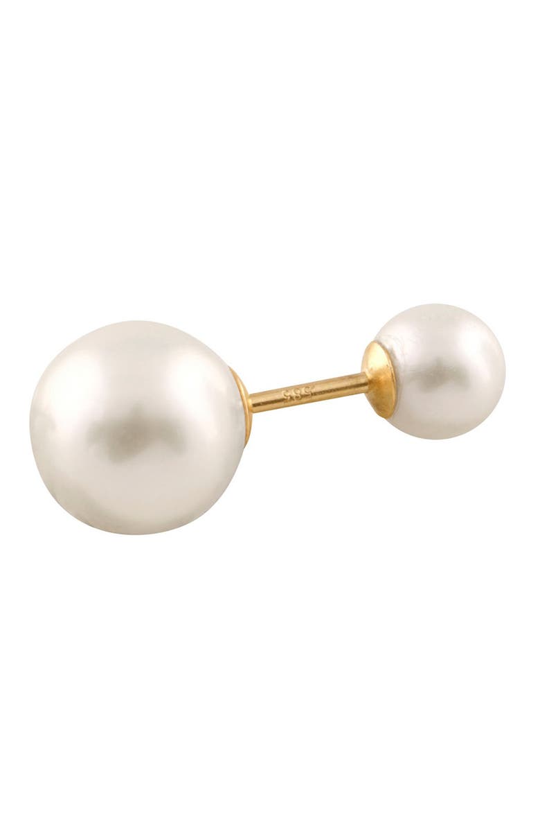 SPLENDID PEARLS 14K Yellow Gold Double Sided 6-9.5mm Pearl Earrings, Main, color, 