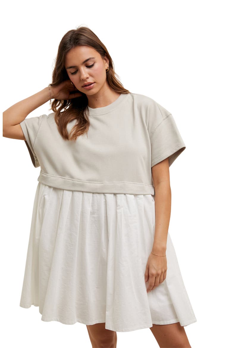 Twofer Minidress, Alternate, color, STONE/ WHITE