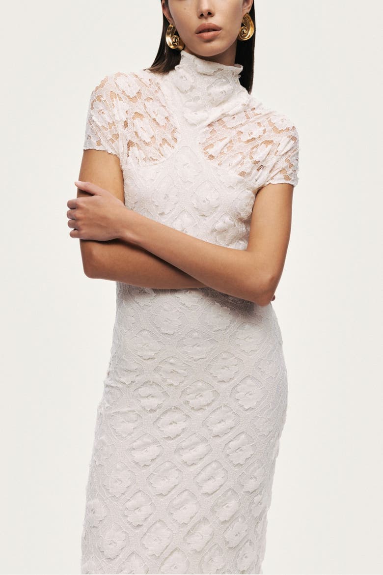 High-Neck Lace Maxi Dress, Alternate, color, Ivory