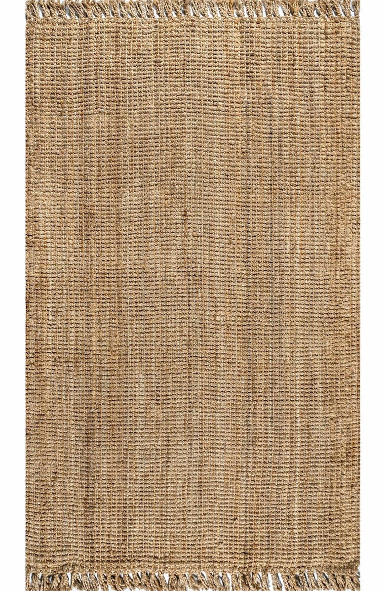 JONATHAN Y Pata Hand Woven Chunky Jute with Fringe Area Rug, Main, color, Natural