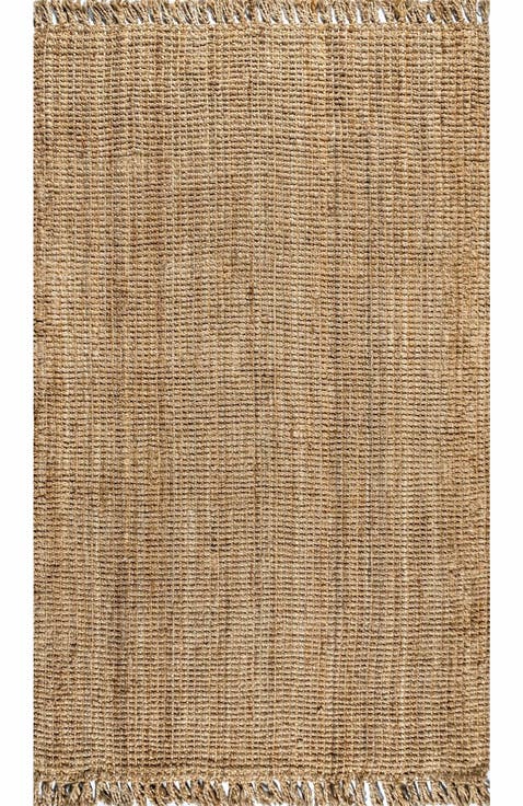 Pata Hand Woven Chunky Jute with Fringe Area Rug