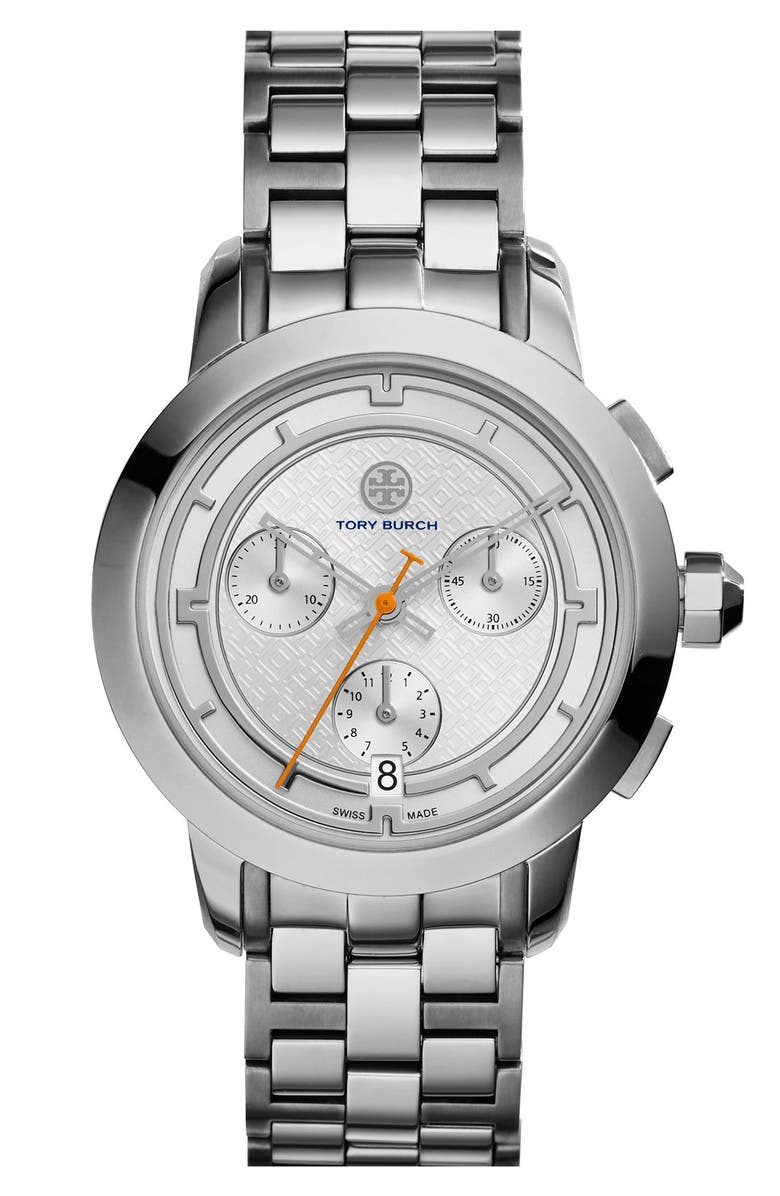 Tory Burch 'Tory' Chronograph Bracelet Watch, 37mm, Main, color,