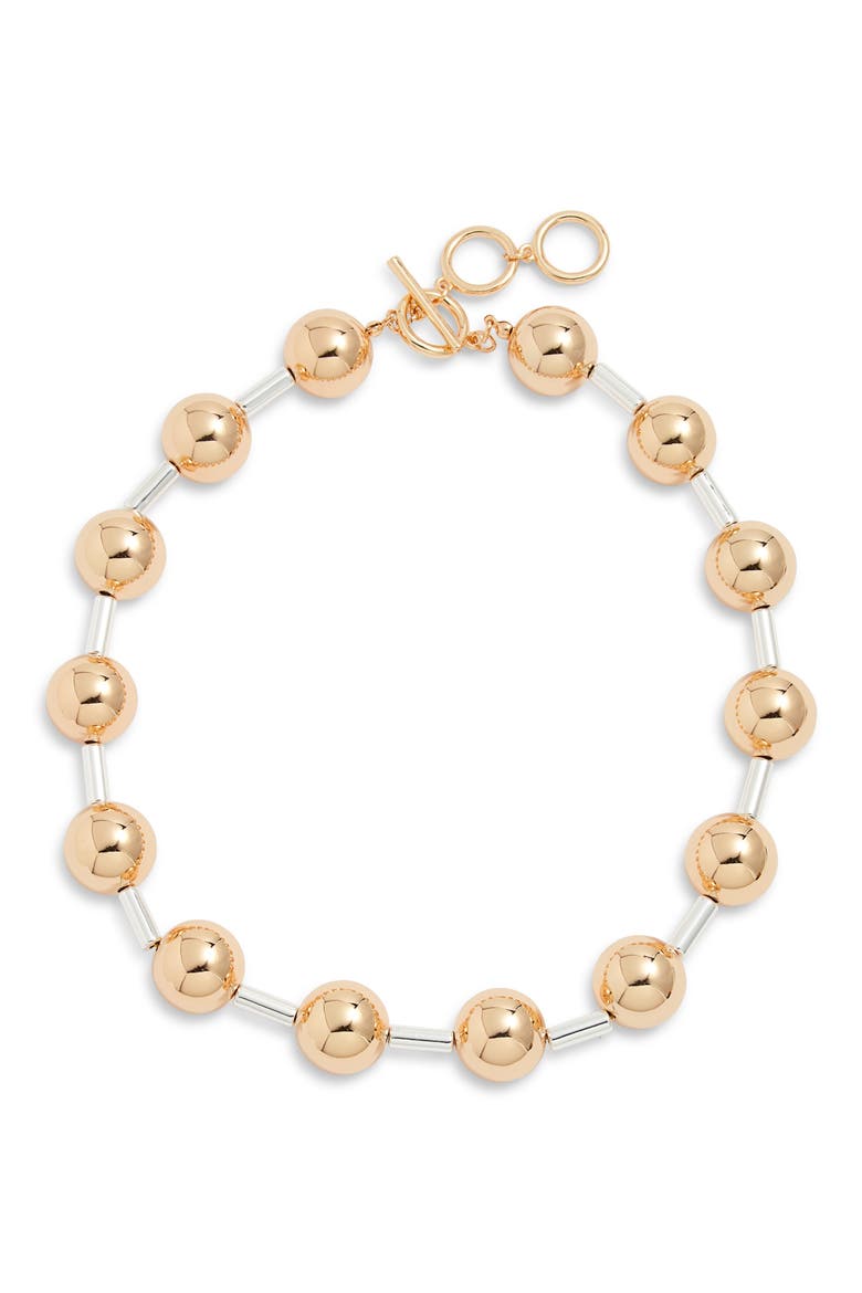 Jumbo Bead Collar Necklace, Main, color, GOLD- SILVER