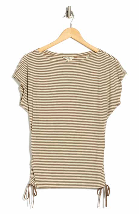 MAX STUDIO Stripe Rib Ruched T-Shirt