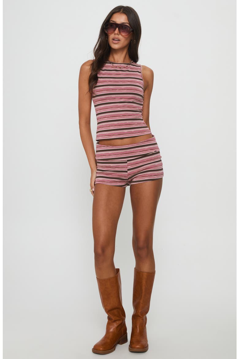 Manolo Cotton Blend Stripe Tank & Micro Shorts Set, Alternate, color, PINK
