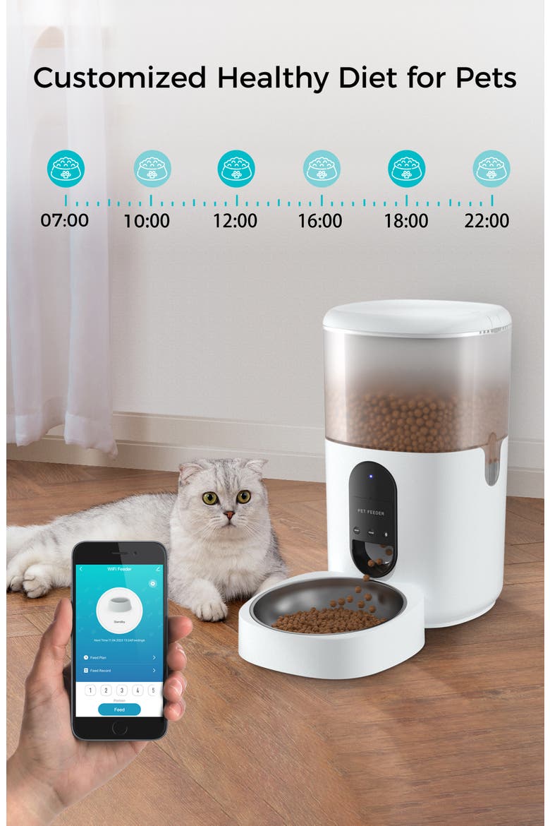 Smart WiFi Pet Feeder Automatic Food Dispenser, Alternate, color, White