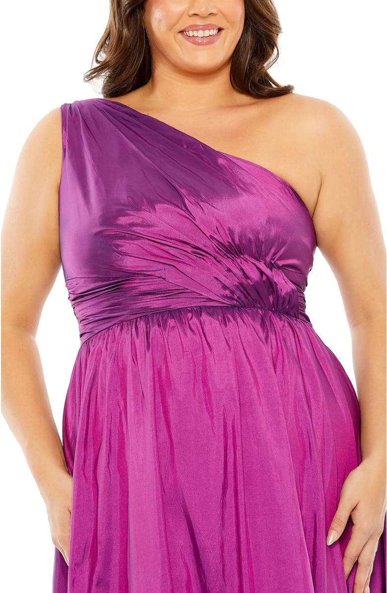 Mac Duggal Asymmetrical One Shoulder Ruffle Hem Gown, Alternate, color, Ultra Violet