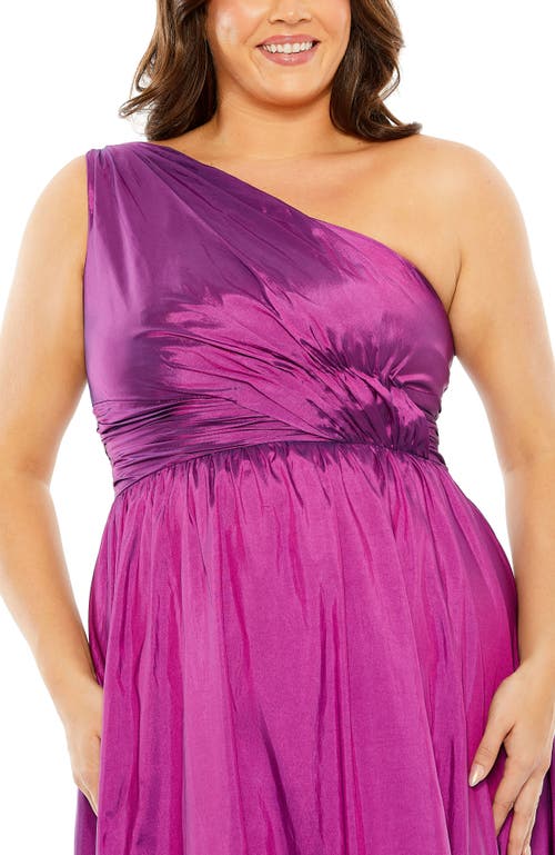 Mac Duggal One Shoulder Asymmetrical Ruffle Hem Gown In Ultra Violet