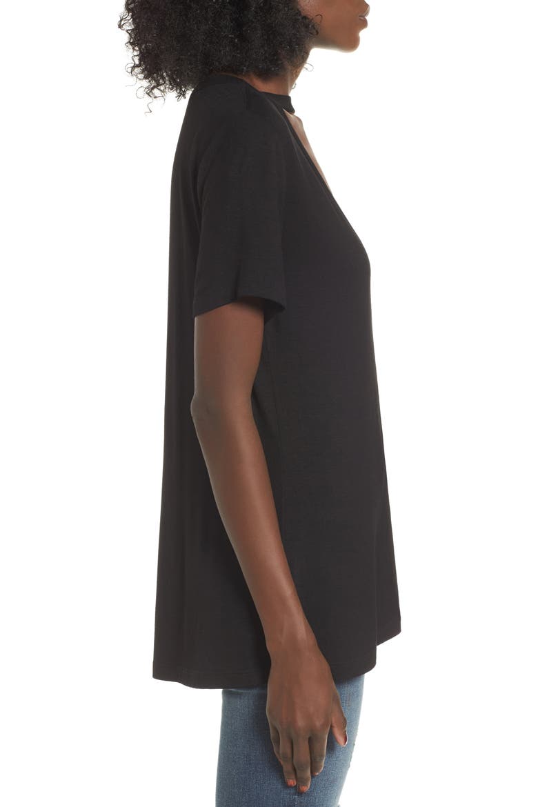 Cutout Choker Tee, Alternate, color, BLACK