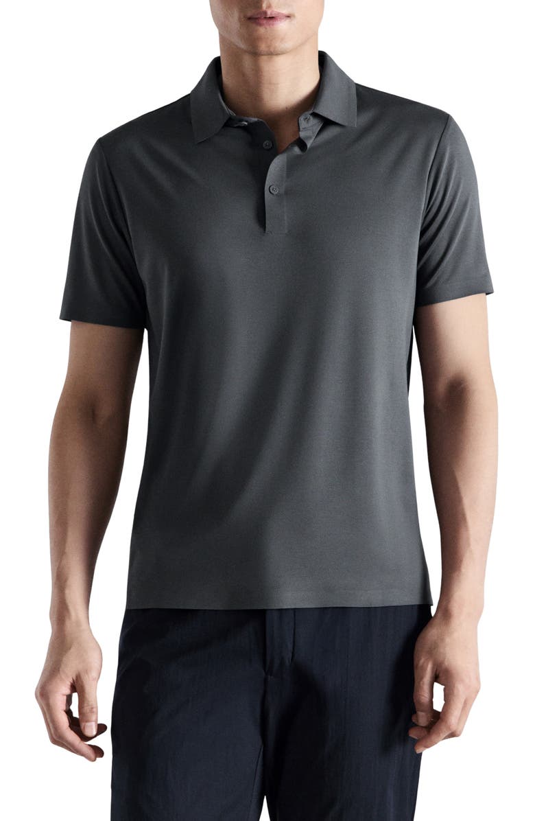 MANGO Comfort Stretch Polo, Main, color, Dark Grey