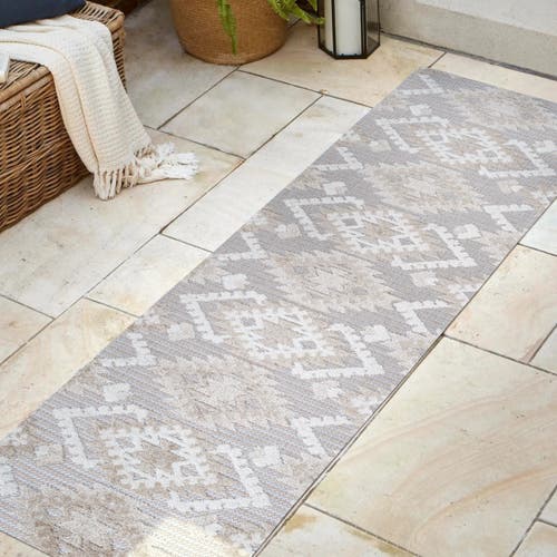 Jonathan Y Sumak High-low Pile Neutral Diamond Kilim Indoor/outdoor Area Rug In Beige/gray