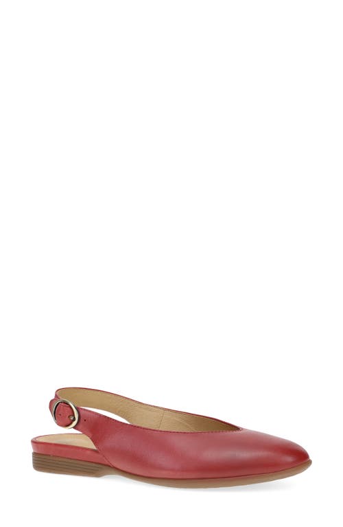Dansko Lea Slingback Flat In Red Burnished Nappa