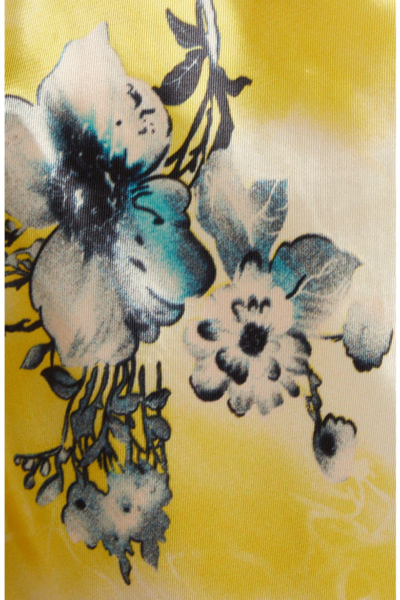 Floral Print Cupro Twill Dress, Alternate, color, 7125 YELLOW/ TURQUOISE