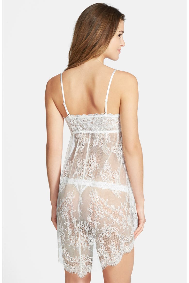 'Victoria' Lace Chemise & G-String, Alternate, color, LIGHT IVORY