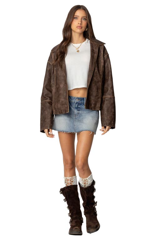 Edikted Oversized Washed Jacket In Brown-washed