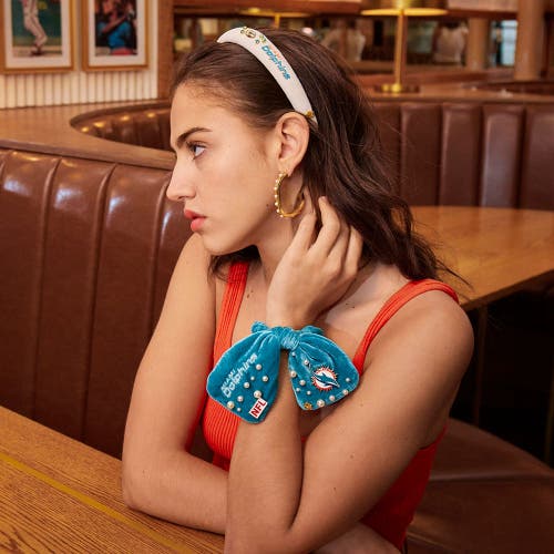 Lele Sadoughi Miami Dolphins Bow Scrunchie In Burgundy