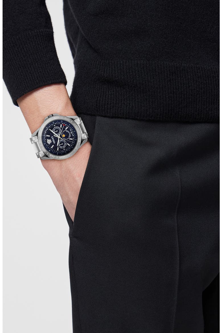 V-Galaxy Moonphase Bracelet Watch, 43mm, Alternate, color, STAINLESS STEEL