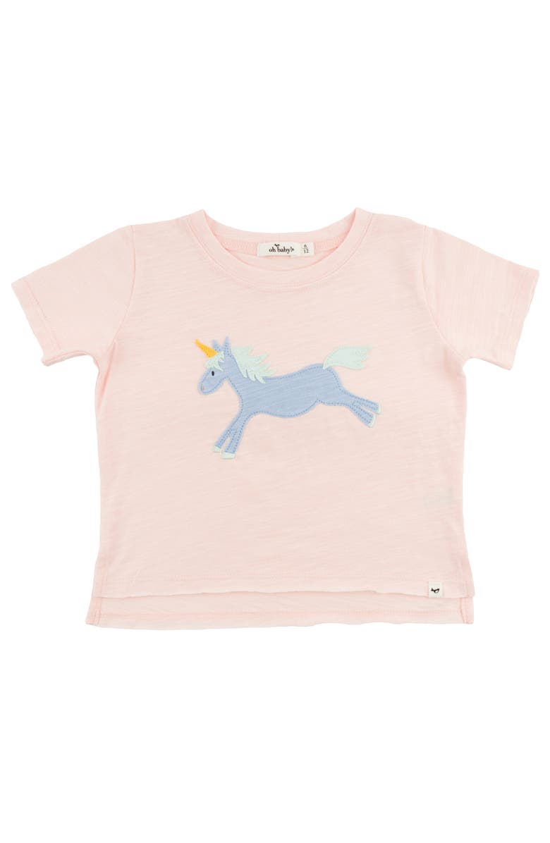 oh baby! Unicorn Raw Edge T-Shirt, Main, color, Pale Pink
