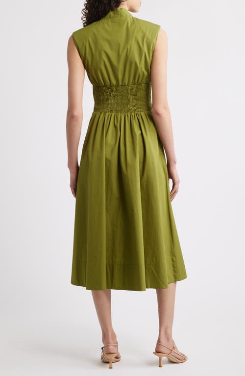 VINCE CAMUTO VINCE CAMUTO SMOCK WAIST COTTON MIDI DRESS 