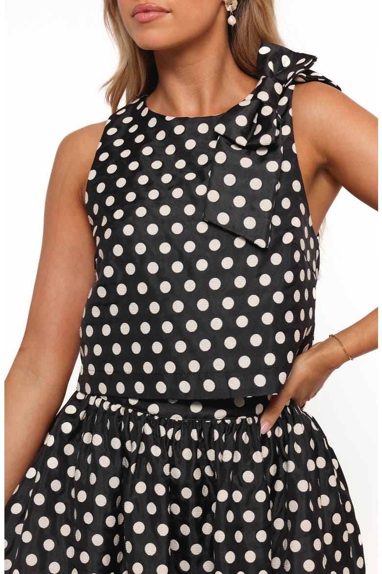 Rhea Polka Dot Sleeveless Top & Maxi Skirt, Alternate, color, BLACK