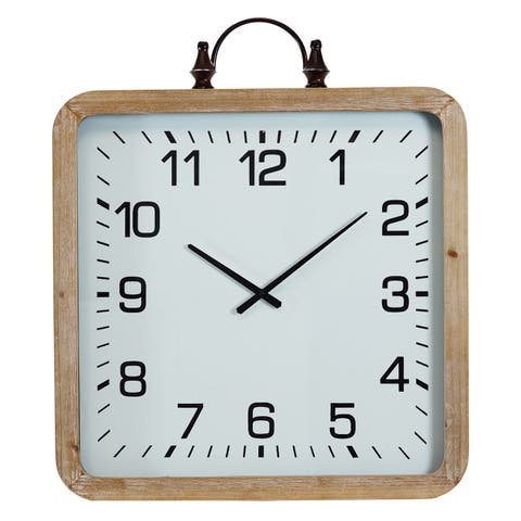 VIP Wood 28 in. White Framed Clock