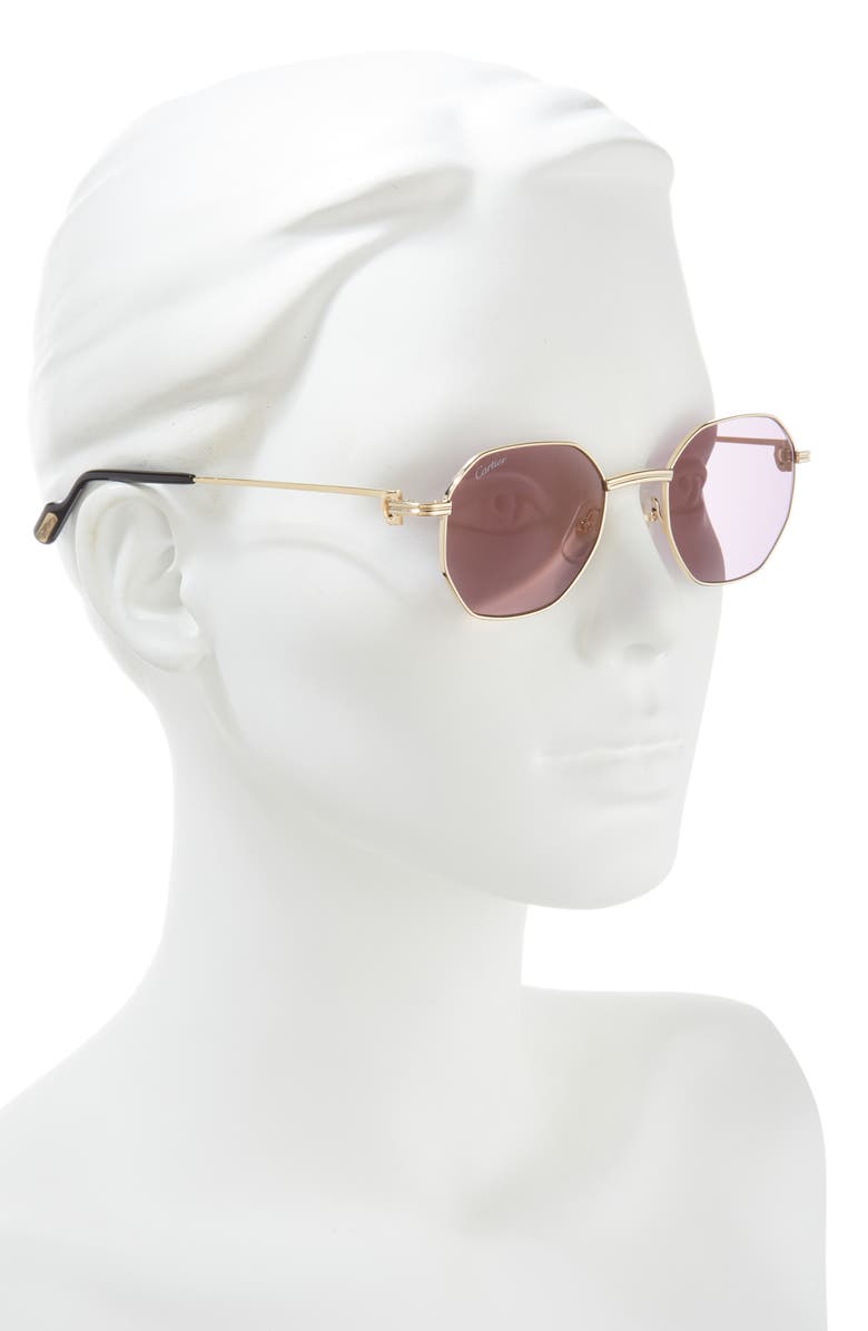 Cartier 50mm Round Sunglasses, Alternate, color, Dark Gold